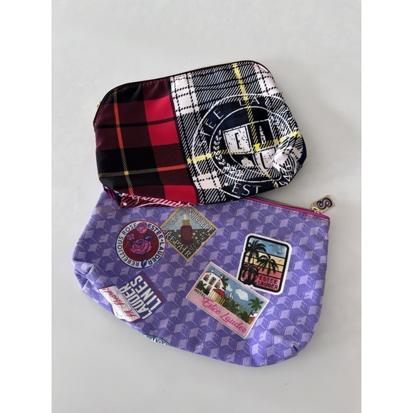 Estee Lauder Handbags - Two Estée Lauder Makeup Cosmetic Bags, Red And Blue One New Purple Has  Markings